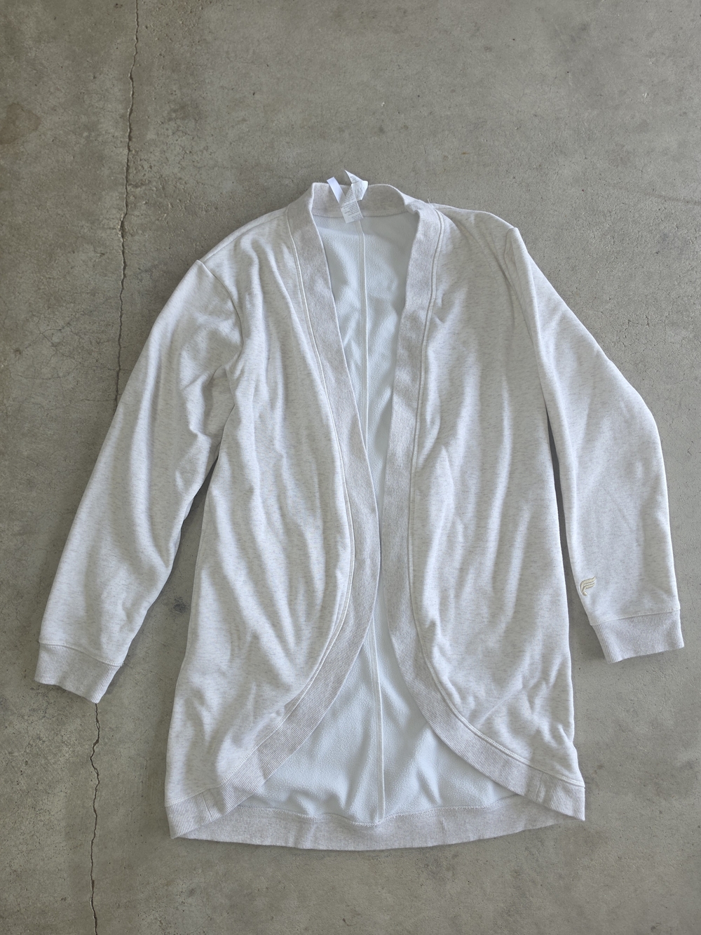 Fabletics Open Front Longline Cardigan Sweatshirt Oatmeal Size Small